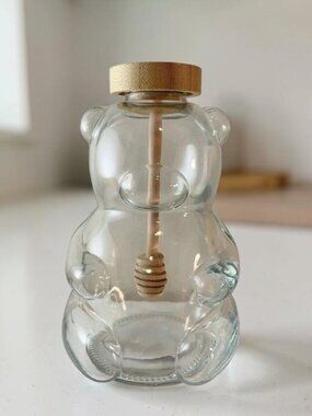 Target Bullseye Playground 2023 Honey Bear Glass Jar w Wood Dipper 7” Cute